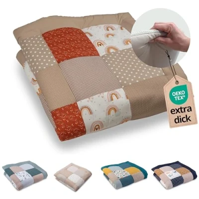 Abbildung von ULLENBOOM Krabbeldecke für Baby 120x120 cm, 100% OEKO TEX Materialien, Made in EU, Dick &amp; weich gepolstert, Regenbogen ideal als Babydecke Spieldecke