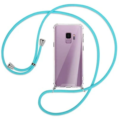 Abbildung von mtb more energy Handykette kompatibel mit Samsung Galaxy S9 (SM G960, 5.8&#039;&#039;) türkis Smartphone Hülle zum Umhängen Anti Shock Full TPU Case