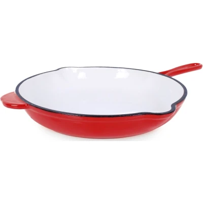 Abbildung von ECHTWERK Bratpfanne mit Emaille Beschichtung, Gusseisen, Ausgießer, für Backöfen, Grill, BBQ und Induktion, Ø 26,5 cm