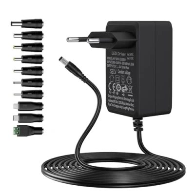 Abbildung von Gonew21 5V Netzteil 2A Universal Netzteil, 2 Meter langes Kabel, AC Adapter Eingang 200 240V 50 60HZ, 10W Ausgang,10 Steckernetzteil DC,AC/DC Adapter, DC 5V, LED Licht, Mehr Geräte