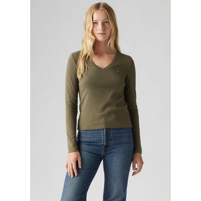 Abbildung von Levi&#039;s® Langarmshirt ESSENTIAL HM LS VNECK mit Logo Stickerei