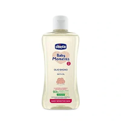 Abbildung von Chicco Baby Moments Badeöl für empfindliche Haut, mit natürlicher Formel sanfte und feuchtigkeitsspendende Wirkung, 0+ Monate 200 ml