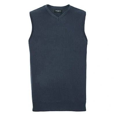 Abbildung von Russell Collection Herren Strick Pullunder mit V Ausschnitt (3XL) (Marineblau)