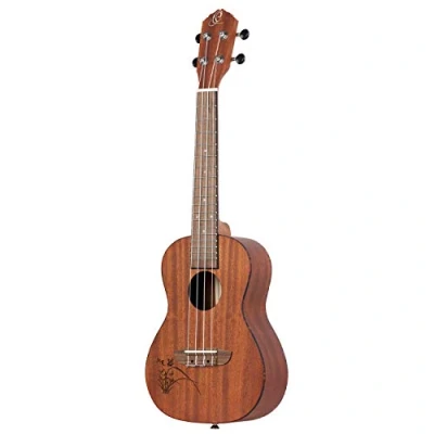 Abbildung von Ortega Guitars Konzert Ukulele akustisch Linkshänder Bonfire Series Sapeledecke mit lasergaviertem Motiv (RU5MM L)