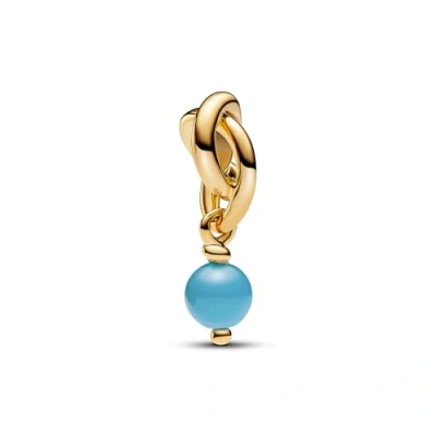 Abbildung von PANDORA Pndora Moments Türkisblauer Ewigkeitskreis Charm Anhänger aus Sterling Silber mit vergoldeter Metalllegierung und künstlichem Kristall, Kompatibel Armbänder, 763462C12