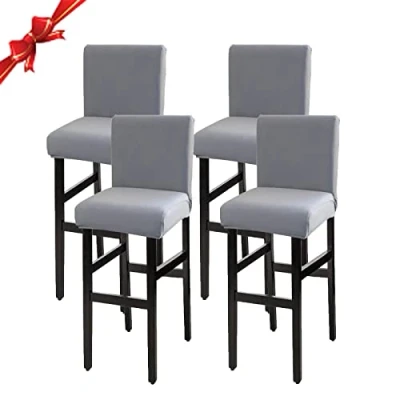 Abbildung von Jaotto Stuhlhussen 4er Set, Stretch Barhockerbezüge Abnehmbarer Waschbarer, Stühle Schutz Dekoration, Stuhlbezug Barhocker Stuhlbezüge für Pub Counter Bar Café(Rauchgrau,4 Stück)
