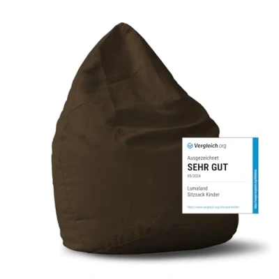 Abbildung von Lumaland Sitzsack Luxury 60x45cm Microvelours Beanbag mit extra weichem &amp; robustem Stoff für Erwachsene Kinder Ideal geeignet Kinderzimmer Sessel Stuhl Bean Bag [Braun]