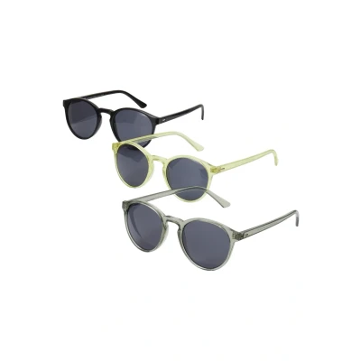 Abbildung von Urban Classics Sunglasses Cypres 3 PACK Sonnenbrille, Herren, Größe: One Size, Black/light grey/yellow