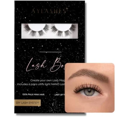Abbildung von AYLASHES DIY Wimpernextensions Maxi Box lash BOSS 6 Paar Wimpern bis zu 7 Tage Halt set für Hause künstliche Klebewimpern Cat eye lashes extension