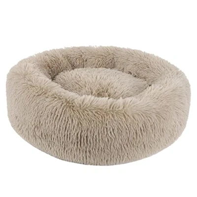 Abbildung von BVAGSS Hundebett Rund Katzenbett Flauschig Donut Kuscheliges Hundekissen Waschbar Ultra Weicher Plüsch Haustierbett für Kleine, Mittelgroße und Große Hunde, Katzen XH034 (Diameter:50 cm, Light Brown)