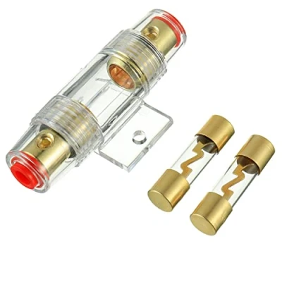 Abbildung von BOJACK 100A AGU Sicherungshalter Inline Auto Automotive Audio Sicherheit schützen Glasrohr vergoldet Mit 2 Stück 100 Amp Sicherung