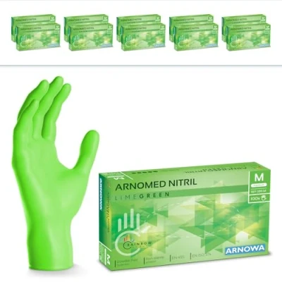 Abbildung von 1000 Stück ARNOMED Einweghandschuhe Grün, Einmalhandschuhe M, Nitril Handschuhe Einweg, Nitrilhandschuhe puderfrei, Gummihandschuhe Schutzhandschuhe, in XS, S, L, XL