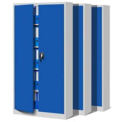 Abbildung von Jan Nowak 3er Set Aktenschrank C001 Metallschrank Stahlschrank Werkzeugschrank Büroschrank Lagerschrank Universalschrank Pulverbeschichtung Flügeltüren 185 cm x 90 40 (Grau/Blau)