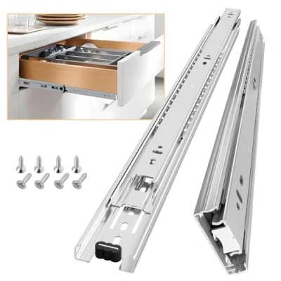 Abbildung von AOLISHENG Vollauszug Schubladenschienen 500 mm Schubladen Schienensystem Kugellager Strapazierfähig 45KG Tragkraft 1 Paar(Silber)