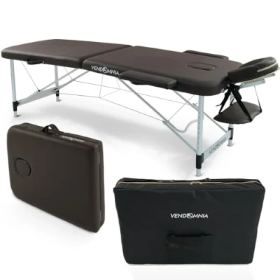 Abbildung von VENDOMNIA Mobile Massageliege Aluminium mit 2 Zonen höhenverstellbar inkl. hochwertiger Kopfstütze Tasche Armlehnen Farbwahl Klappbar, Massagetisch Massagebett Massagebank Behandlungsliege