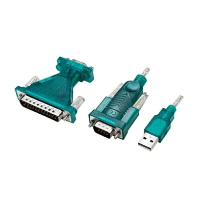 Abbildung von LogiLink UA0042B USB 2.0 (Typ A) auf Seriell (RS232) Adapterkabel inkl. Adapter (DB9 zu DB25) für Win 11, Länge 1,3 m