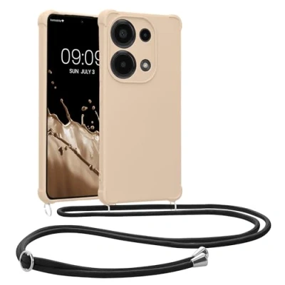 Abbildung von kwmobile Necklace Case kompatibel mit Xiaomi Redmi Note 13 Pro 4G Hülle Cover Kordel zum Umhängen Silikon Schutzhülle Creme