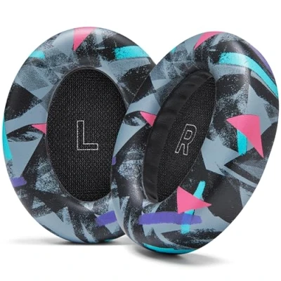 Abbildung von WC PadZ QC Ultra verbesserte Ohrpolster für Bose QuietComfort Ultra, hergestellt von Wicked Cushions Verbesserter Komfort und Dicke 90&#039;s Black
