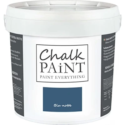 Abbildung von Chalk Paint Everything® Blu notte Kreidefarbe Wasserbasis für Alle Oberflächen einfach zu verarbeiten ohne schlechten Geruch Extra Matt (5 Liter)