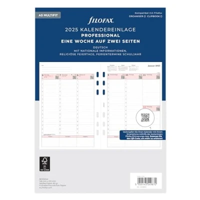 Abbildung von Filofax A5 Professional 1 Woche auf 2 Seiten (deutsch)2025