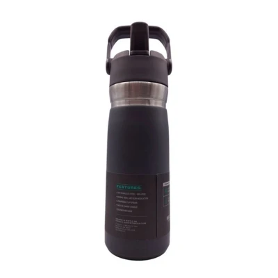 Abbildung von Stanley Iceflow Flip Straw Edelstahl Trinkflasche Mit Strohhalm 0.65L Hält 12+ Stunden Kalt Thermosflasche Auslaufsicher Wasserflasche BPA Frei Spülmaschinenfest Charcoal