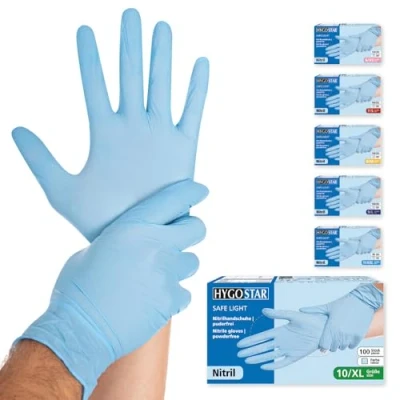 Abbildung von HYGOSTAR Nitrilhandschuhe Safe Light, puderfrei, blau, 1 Packung = 100 Stück, Größe: XL