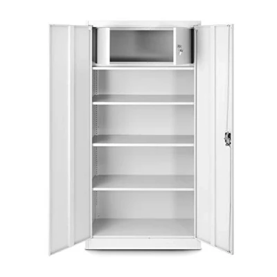 Abbildung von Jan Nowak by Domator24 Aktenschrank mit Geheimfach C001D Metallschrank Büroschrank Stahlblech Pulverbeschichtung 185 cm x 90 45 (Weiß)