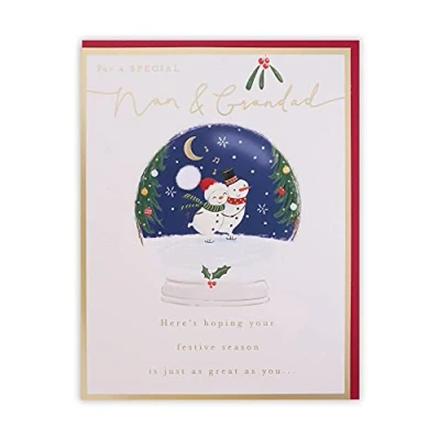 Abbildung von Clintons: Weihnachtskarte mit Skating Snowmen in Globe Nan &amp; Grandad