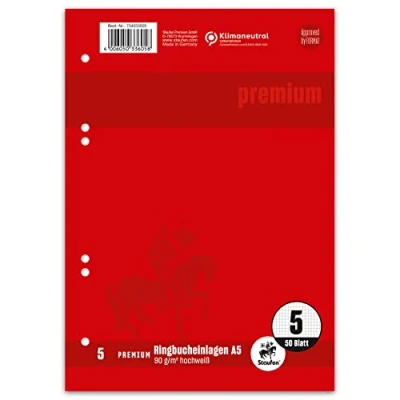 Abbildung von 10 x Staufen Ringbucheinlagen Premium A5 50 Blatt kariert