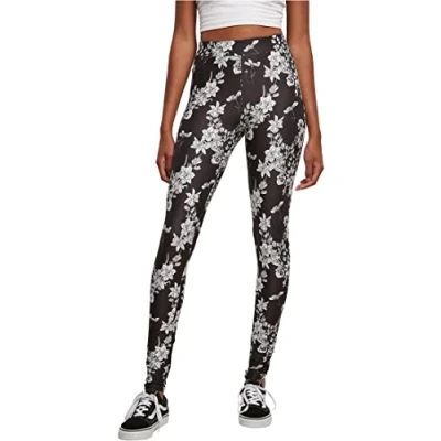 Abbildung von Urban Classics SOFT AOP Leggings Hosen, Damen, Größe: 3XL, Blackflower
