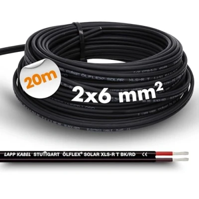 Abbildung von LappKabel Bund Lapp ÖLFLEX SOLAR XLS R T BK/RD Solarkabel Zwillingsleitung 20m 2x6mm²