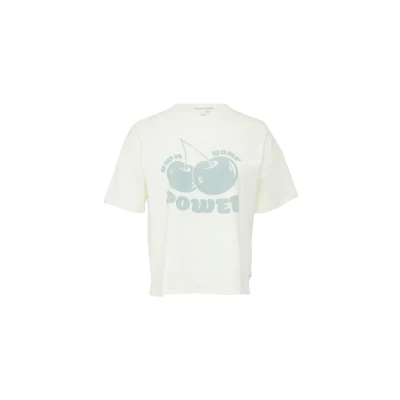 Abbildung von QS MIT ÜBERSCHNITTENER Schulter Tshirt print, Damen, Größe: Medium, Creme