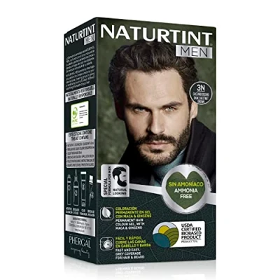 Abbildung von Naturtint Men Biobasiert Ammoniakfreie permanente Färbung für Männer 100% graue Haare &amp; Bartfärbung Natürliche lang anhaltende Farbe Inhaltsstoffe 3N Dunkelbraun…
