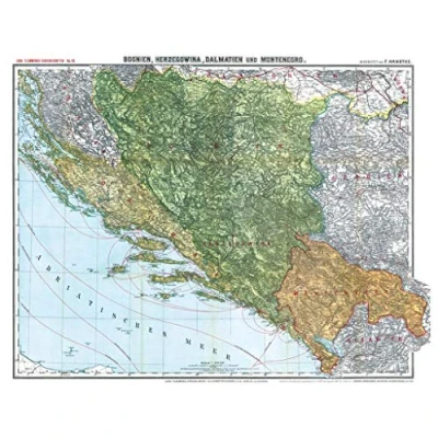 Abbildung von Historische Karte: BOSNIEN, HERZEGOWINA, MONTENEGRO und DALMATIEN 1913 [gerollt]: Carl Flemmings Generalkarte, No. 46.