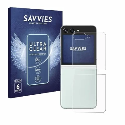 Abbildung von Savvies 6 Stück Schutzfolie für Samsung Galaxy Z Flip 5 (Rückseite) Displayschutz Folie Ultra Transparent