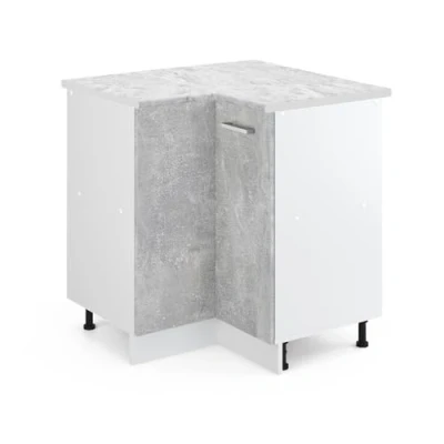 Abbildung von Vicco Eckunterschrank R Line, Beton/Weiß, 75.6 cm, AP Marmor
