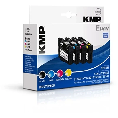 Abbildung von KMP Druckerpatronen E141V schwarz, cyan, magenta, gelb kompatibel zu EPSON 16XL / T1636XL, 4er Set