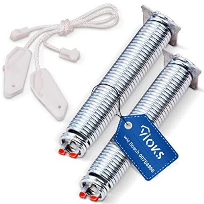Abbildung von VIOKS Türscharnier Feder Set Ersatz für 00754866 Bosch Geschirrspüler 2x Rot Federn mit Seilzug Balay Neff Siemens Spülmaschine