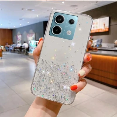 Abbildung von Glitzernder Transparenter Hülle Sternenhimmel Kompatibel mit Xiaomi Redmi Note 13 Pro 5G/Poco X6 5G Case TPU Schutzabdeckung für Schlankes Anti Stoß Handyhülle