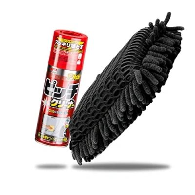 Abbildung von detailmate Insektenentferner Set: Soft99 New Pitch Cleaner 420 ml Insektenschwamm schwarz fürs Auto/Motorrad Insektenreiniger mit schonenden Chenille Lamellen