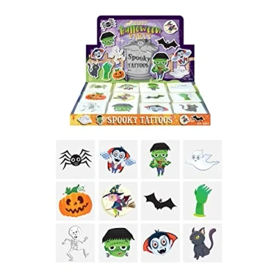 Abbildung von Henbrandt 48 x Kindertattoos Gespenstisches Halloween Kürbis Vampire Fledermäuse