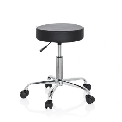 Abbildung von hjh OFFICE 729410 Bürohocker Operator II Kunstleder Schwarz Hocker höhenverstellbar mit Rollen