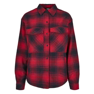 Abbildung von Urban Classics Ladies Check Overshirt Hemdbluse, Damen, Größe: XS, Darkblue/red