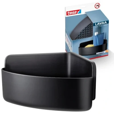 Abbildung von tesa Duschablage LAVAA Eck Duschkorb mittel inkl. Powerstrips Waterproof Strips XL, Packung 1 tlg., Ablagekorb ohne Bohren, Eckregal