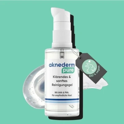 Abbildung von aknederm pure Reinigungsgel 50ml I sanftes Waschgel Gesicht mit AHA &amp; PHA klärendes für eine gründliche milde Gesichtsreinigung vegan/parfümfrei ohne Parabene