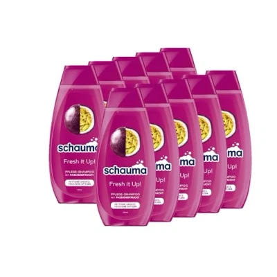 Abbildung von Schauma Schwarzkopf Pflege Shampoo Fresh it Up! (10x 400 ml), Haarshampoo reinigt den Haaransatz sanft, für fettigen Ansatz &amp; trockene Spitzen, mit Passionsfrucht