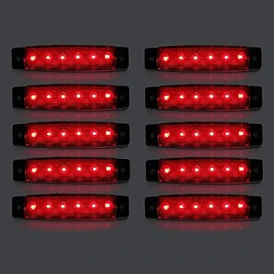 Abbildung von Seitenmarkierungsleuchten, 10 Stück Side Marker Lights Auto Markierungsleuchten Autoseiten Anzeigelampen 6SMD LED Vordere Heckleuchte Positionsleuchten 12V für Wohnmobil LKW (Rot)