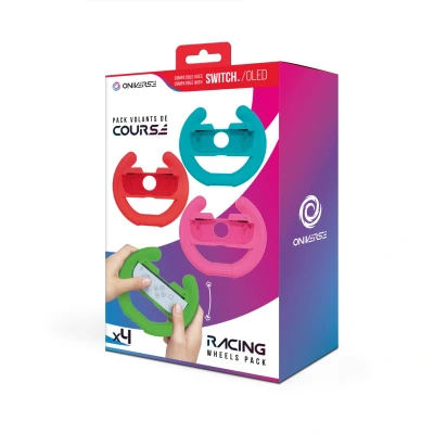 Abbildung von Oniverse 4er Pack Lenkräder für Joy Con Nintendo Switch und OLED Rennlenkräder Neonrot, Neonblau, Neongrün, Neonpink