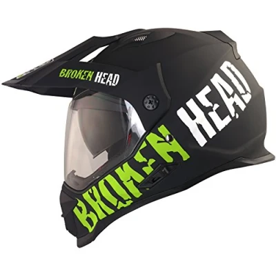 Abbildung von Broken Head made2rebel Motocross Helm grün mit Visier Enduro MX Cross Sonnenblende Quad (M 57 58 cm)
