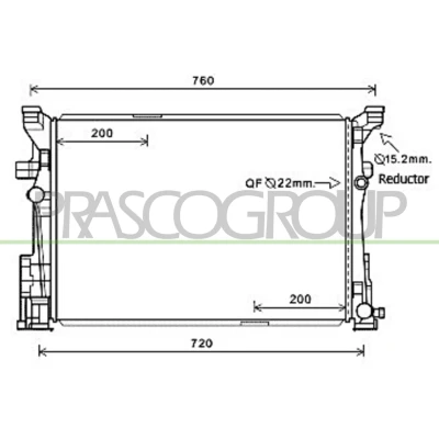 Abbildung von PRASCO ME328R001 Kühler, Motorkühlung Aluminium 640mm 421mm 18mm Kühlrippen gelötet MERCEDES BENZ: CLA Coupe, B Klasse, GLA